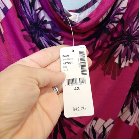 3/$20 IN EVERY STORY Floral Long Sleeve Top Cowl Neck Back Cut Out Ruched Flowy - Picture 10 of 13